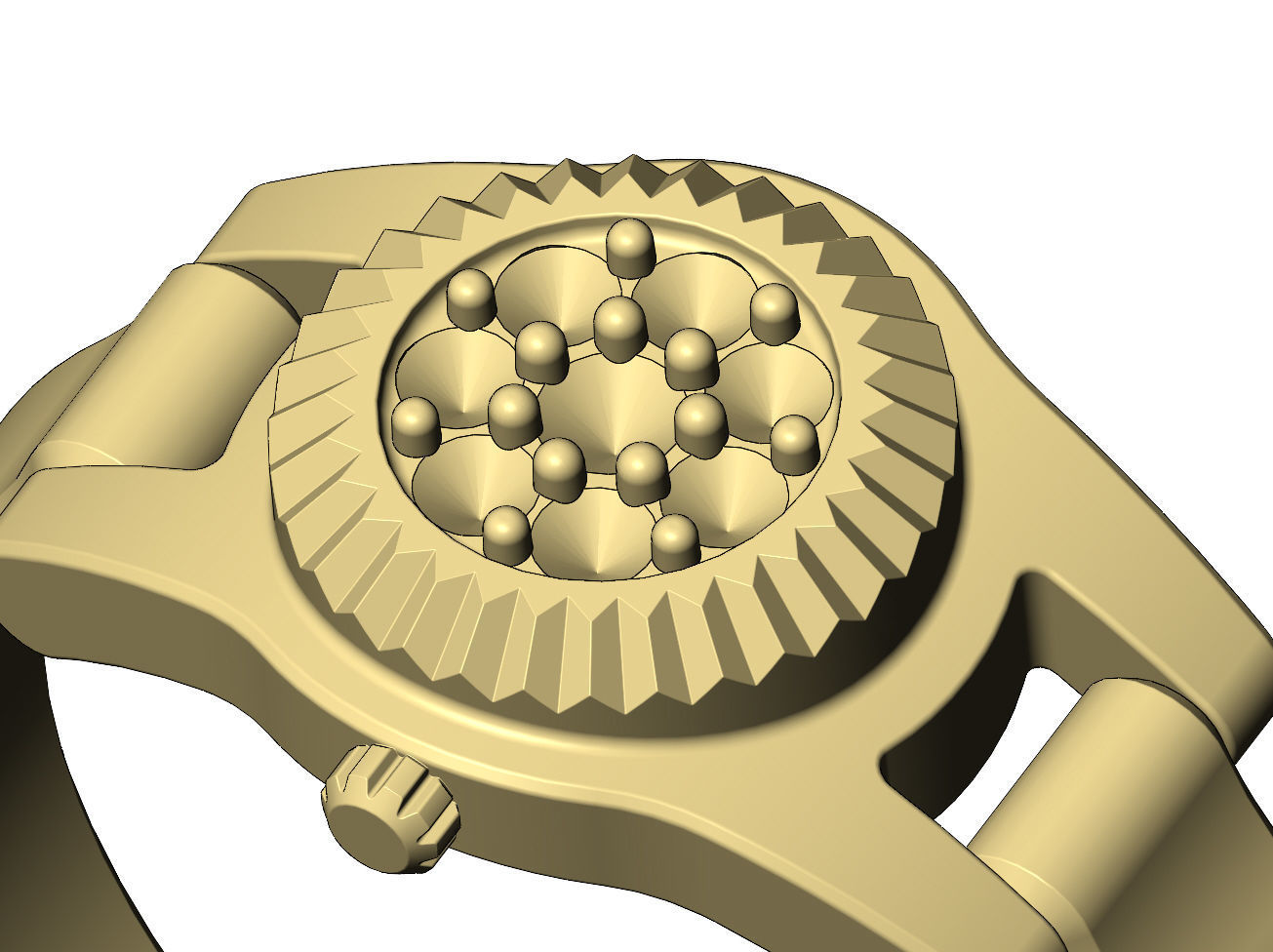 Diamond cluster watch ring US sizes 5to9 3D print model_9