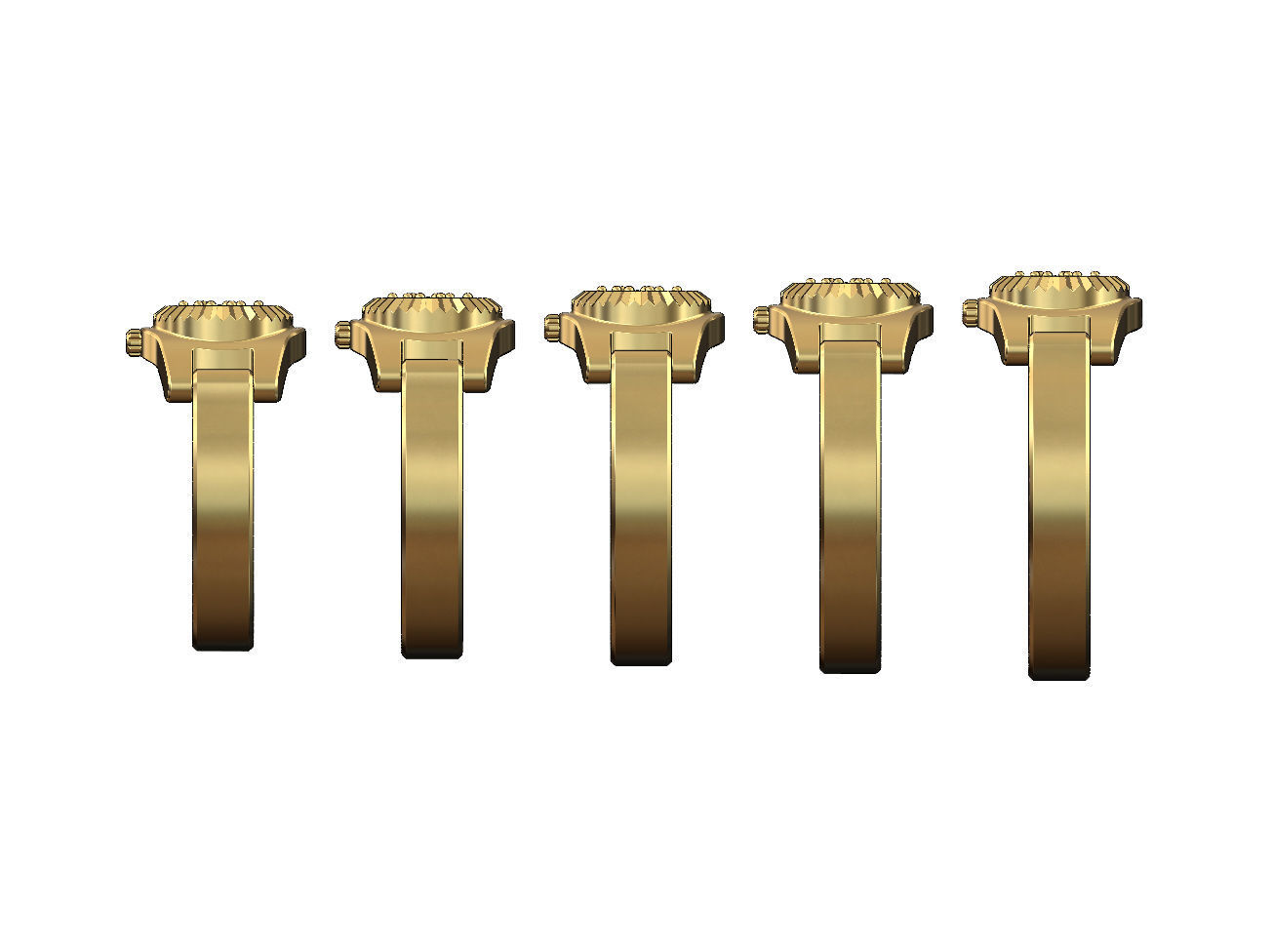 Diamond cluster watch ring US sizes 5to9 3D print model_2