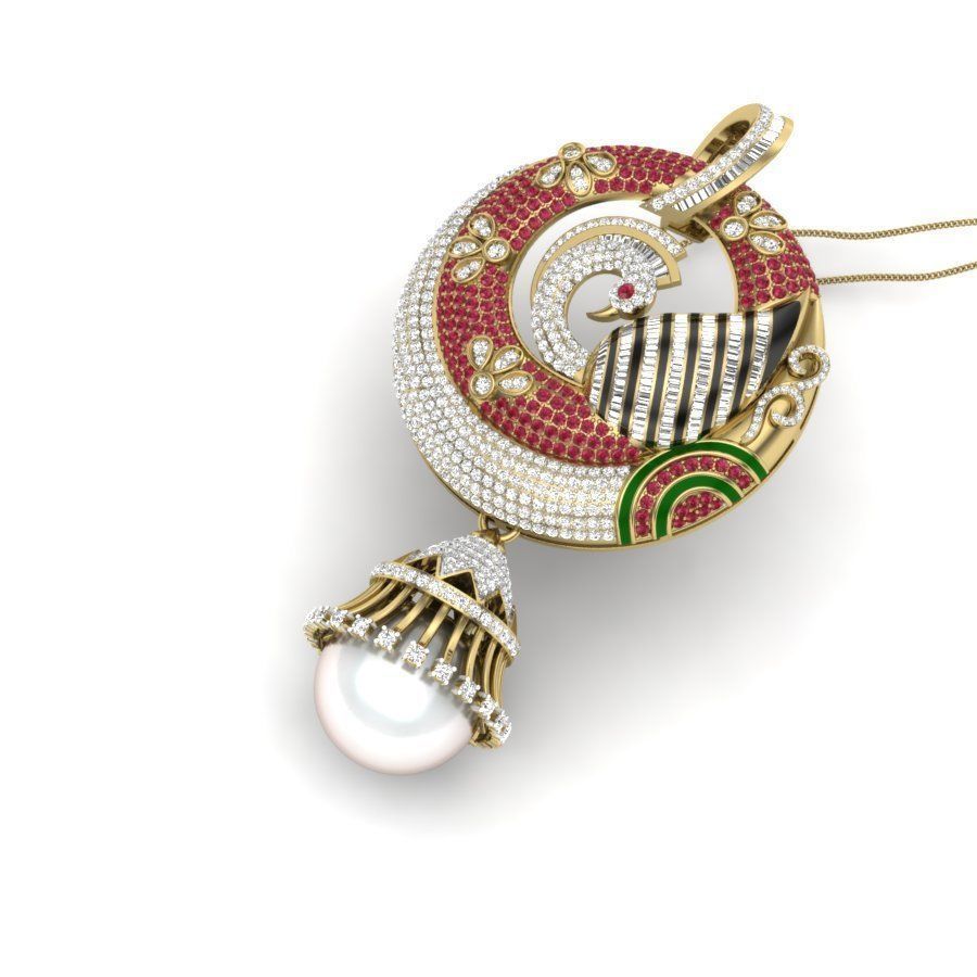 Pendant ornament with pearl hanging from it 3D print model_3