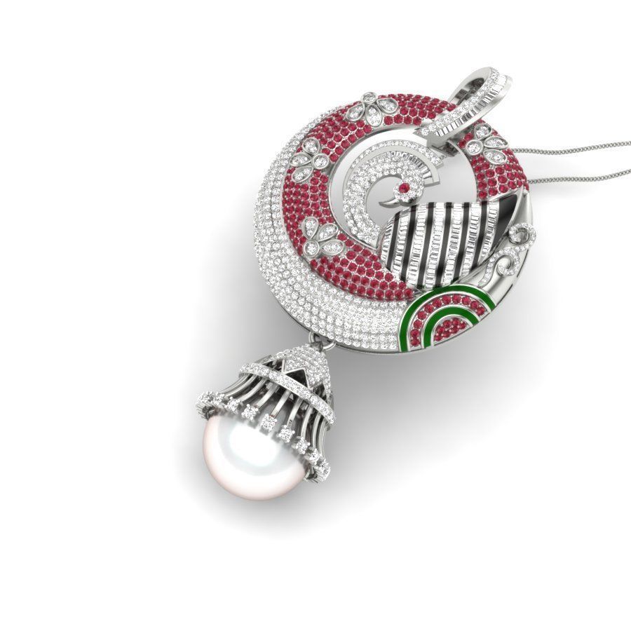 Pendant ornament with pearl hanging from it 3D print model_8