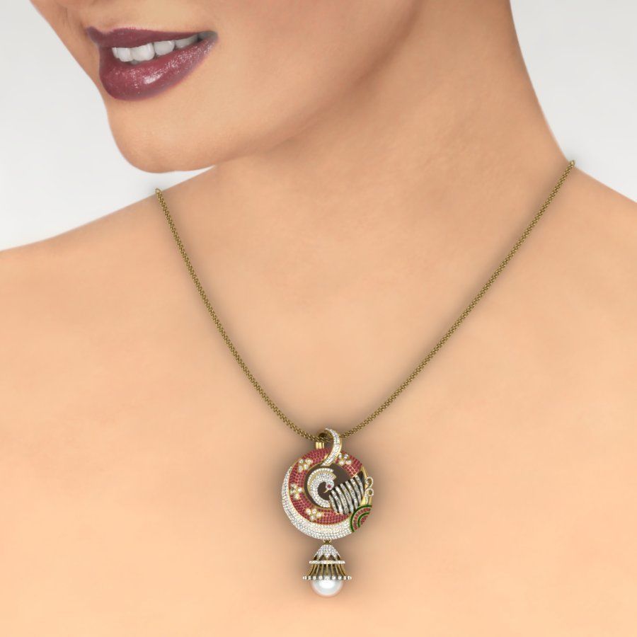 Pendant ornament with pearl hanging from it 3D print model_9