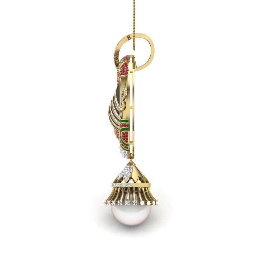 Pendant ornament with pearl hanging from it 3D print model_2