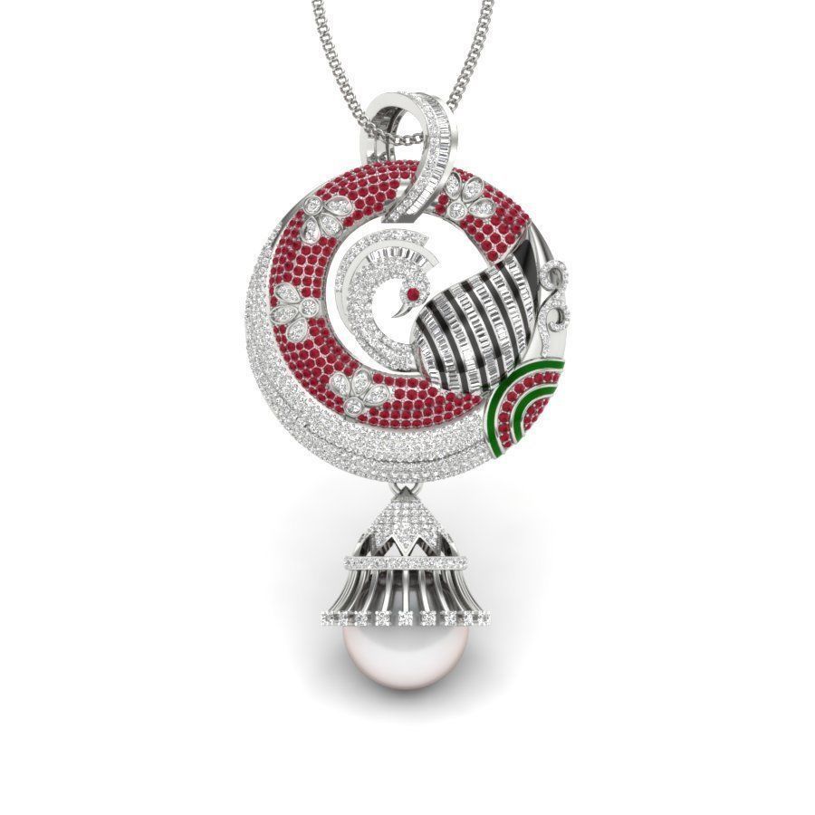 Pendant ornament with pearl hanging from it 3D print model_4
