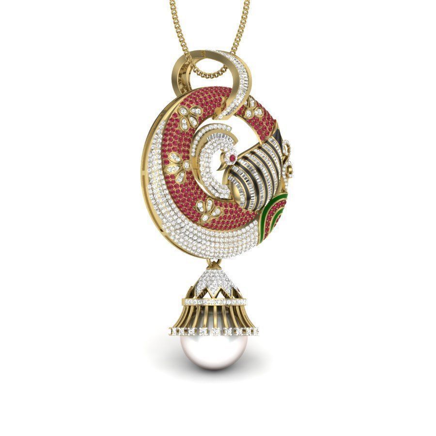 Pendant ornament with pearl hanging from it 3D print model_11