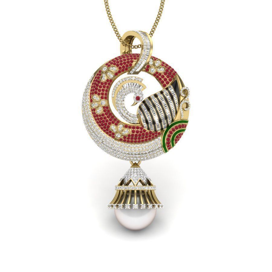Pendant ornament with pearl hanging from it 3D print model_10