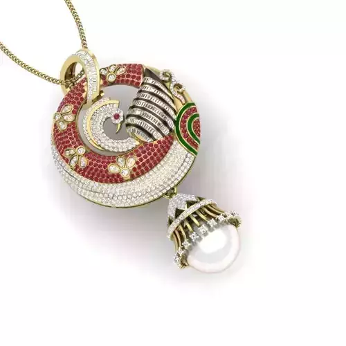 Pendant ornament with pearl hanging from it