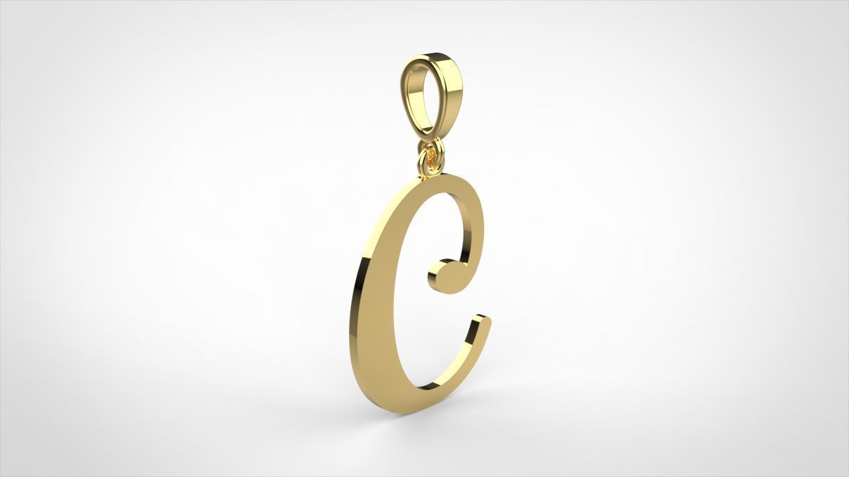 pendant alphabet Aerwyna  C medium  3D print model_1