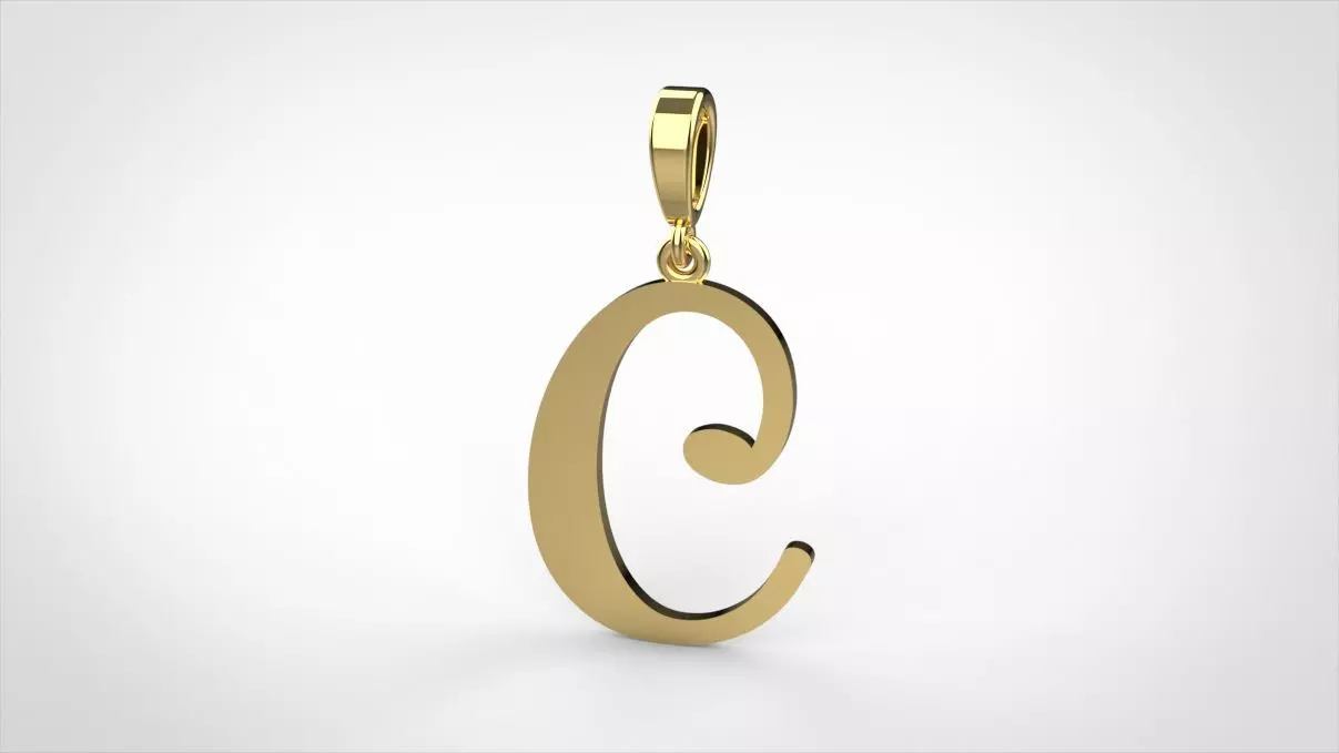 pendant alphabet Aerwyna  C medium  3D print model_0