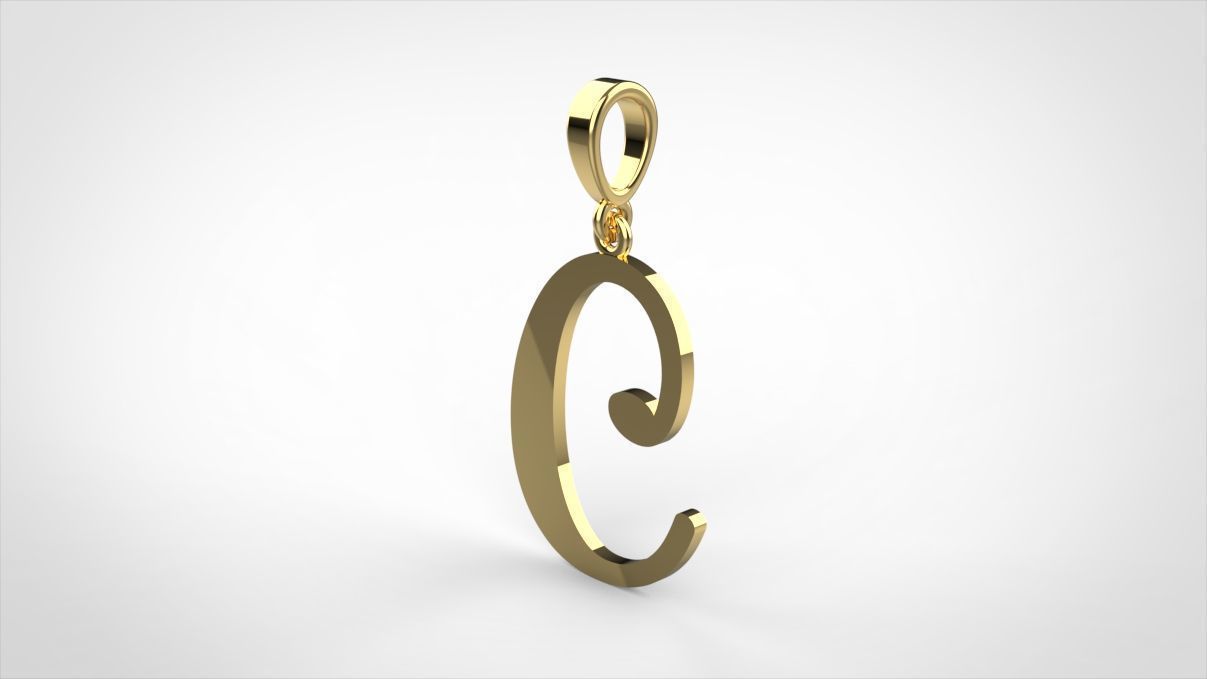 pendant alphabet Aerwyna  C medium  3D print model_4