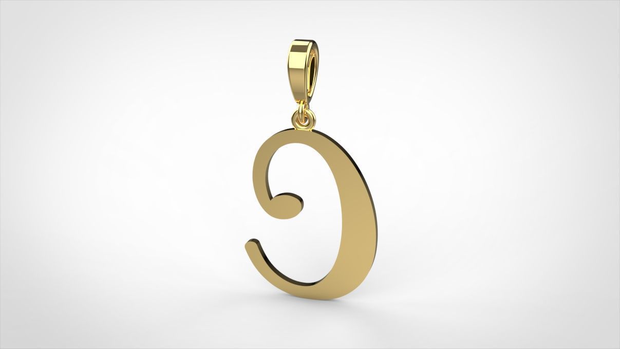 pendant alphabet Aerwyna  C medium  3D print model_3