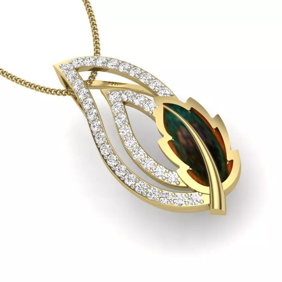 Necklace diamond pendant gold 3D print model
