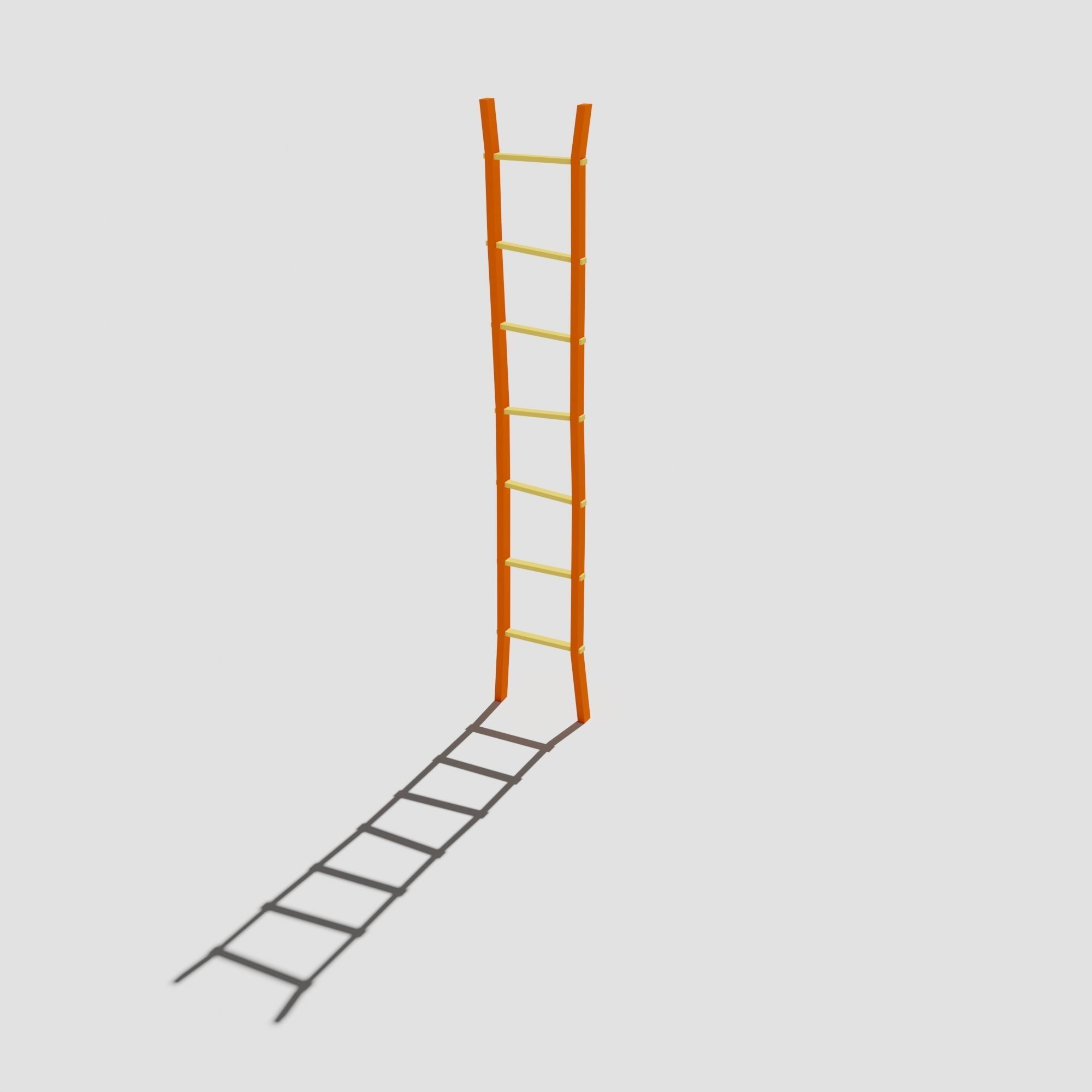 Wooden Ladder Vertical Stair Low-poly 3D model_10