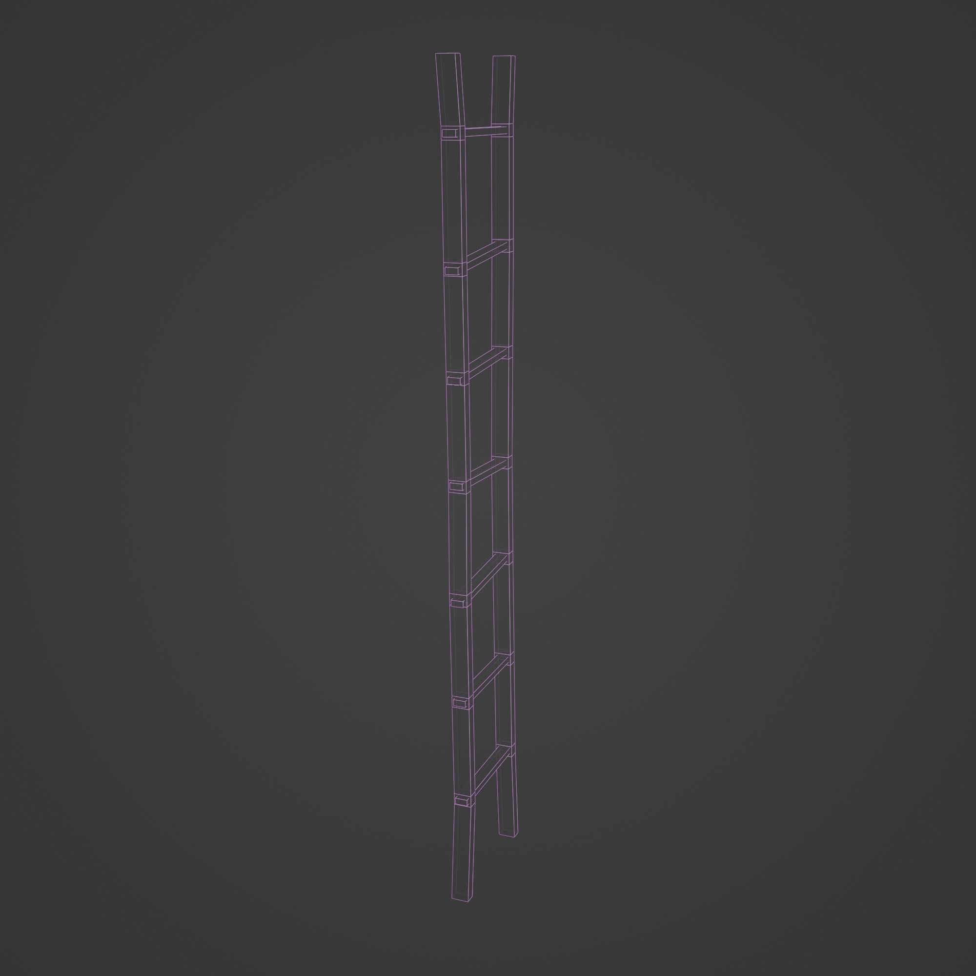 Wooden Ladder Vertical Stair Low-poly 3D model_14