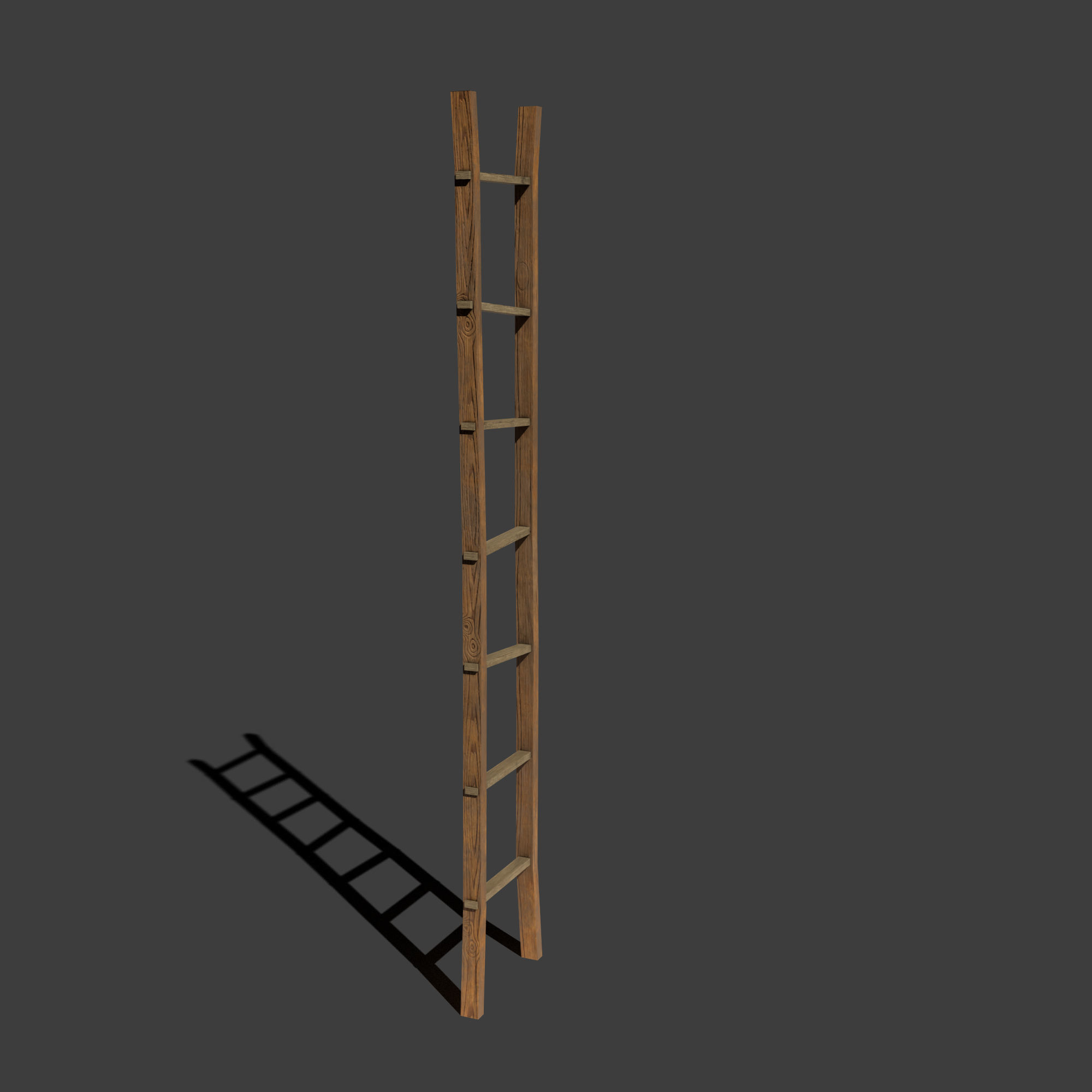 Wooden Ladder Vertical Stair Low-poly 3D model_3
