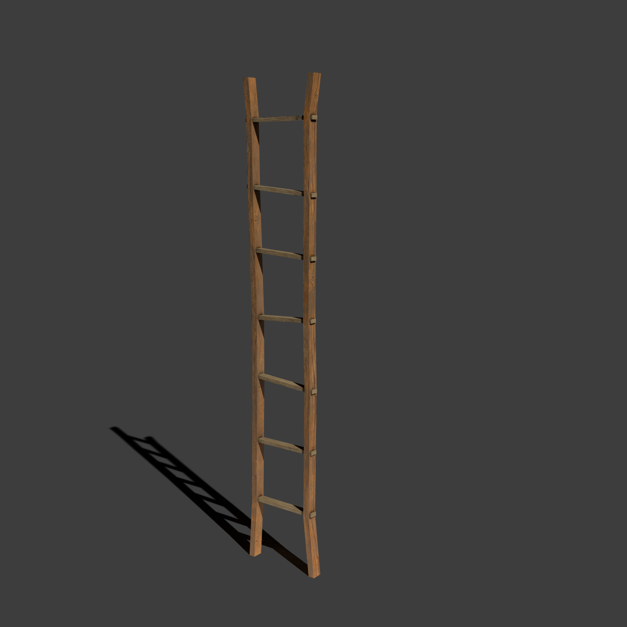 Wooden Ladder Vertical Stair Low-poly 3D model_5