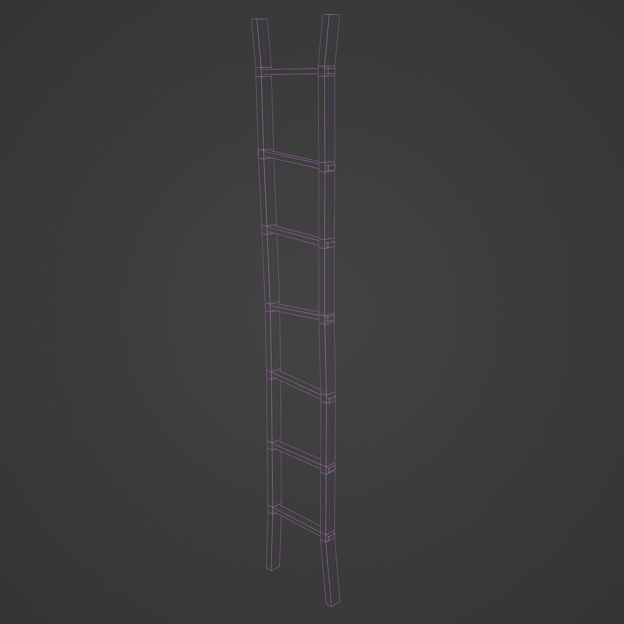 Wooden Ladder Vertical Stair Low-poly 3D model_13