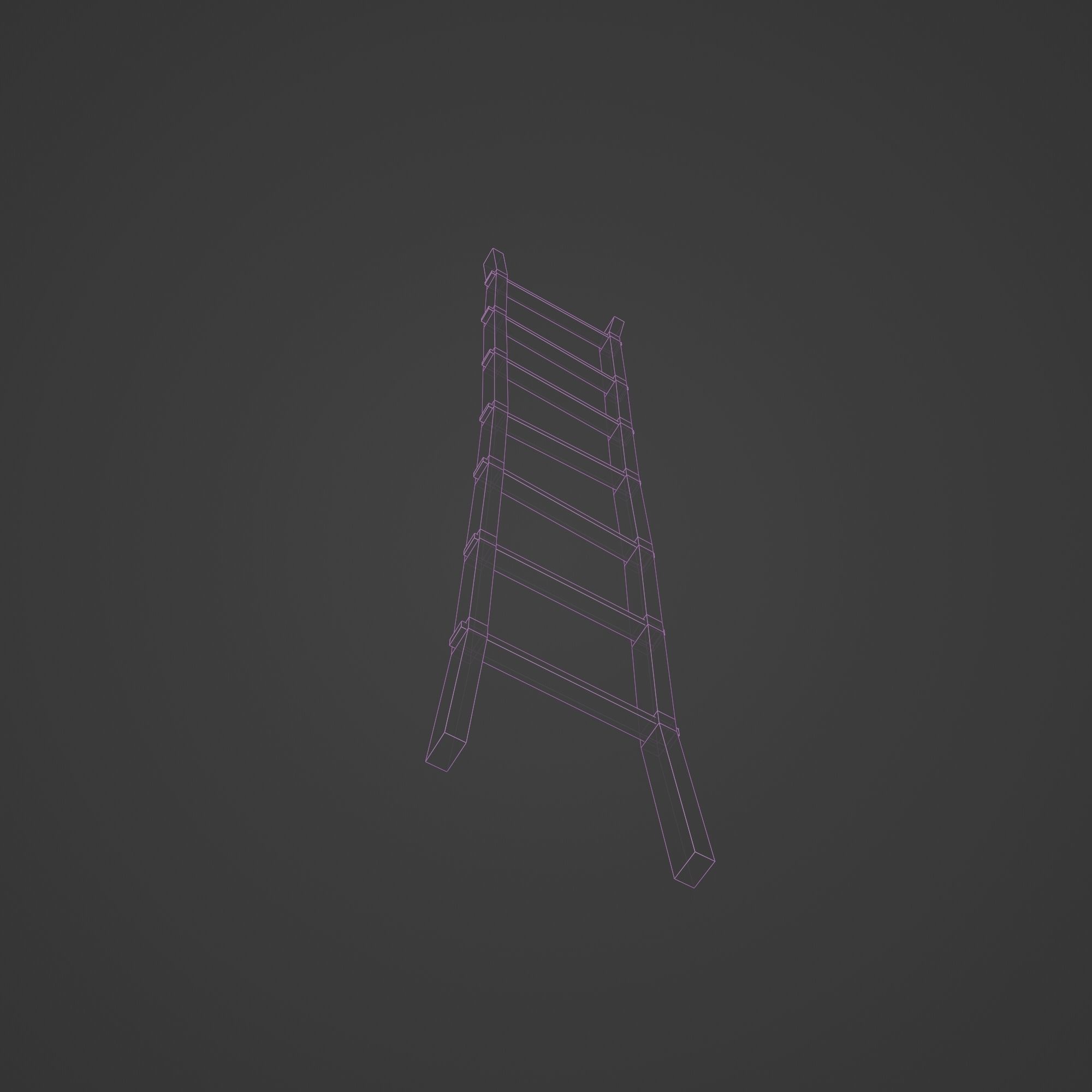 Wooden Ladder Vertical Stair Low-poly 3D model_19