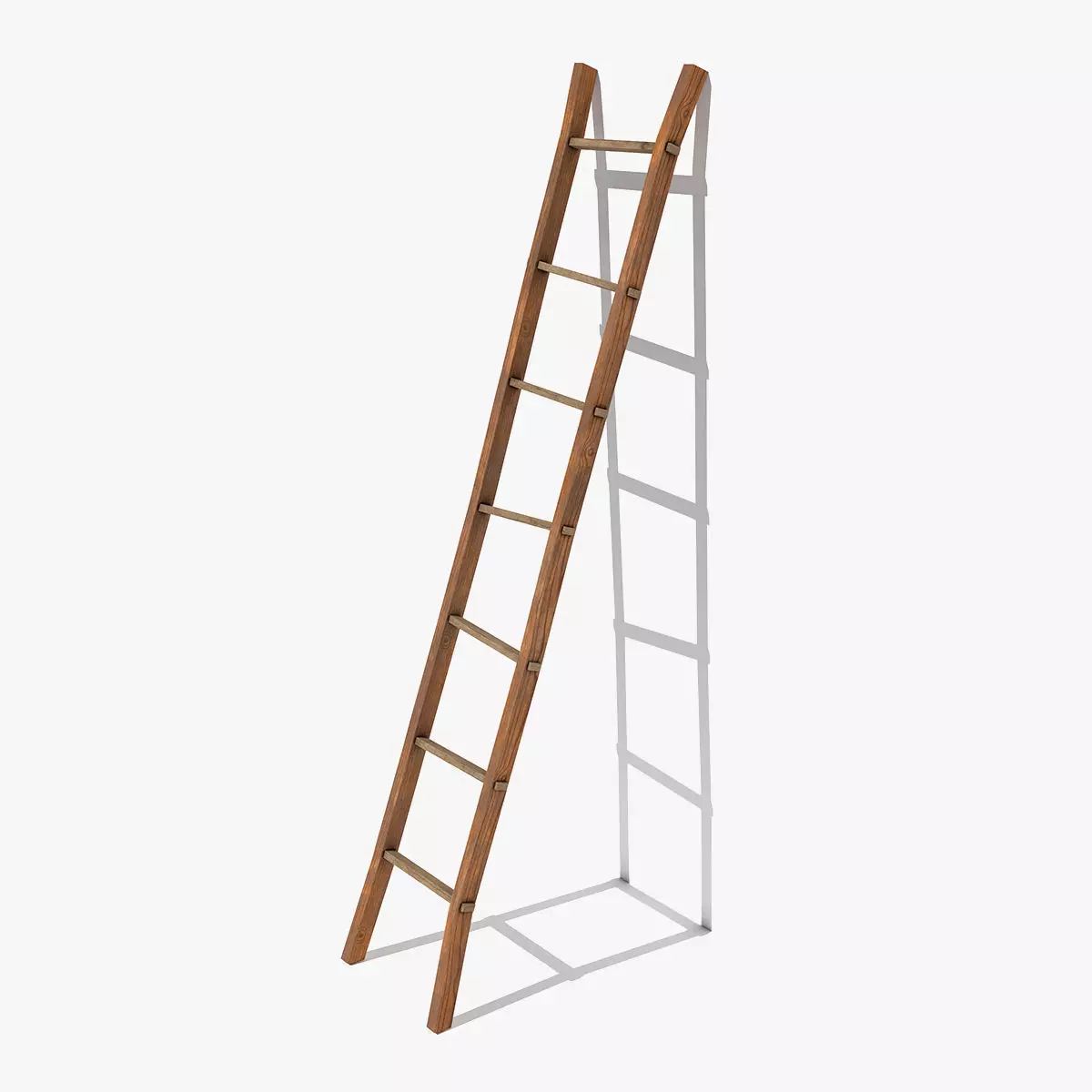 Wooden Ladder Vertical Stair Low-poly 3D model_0