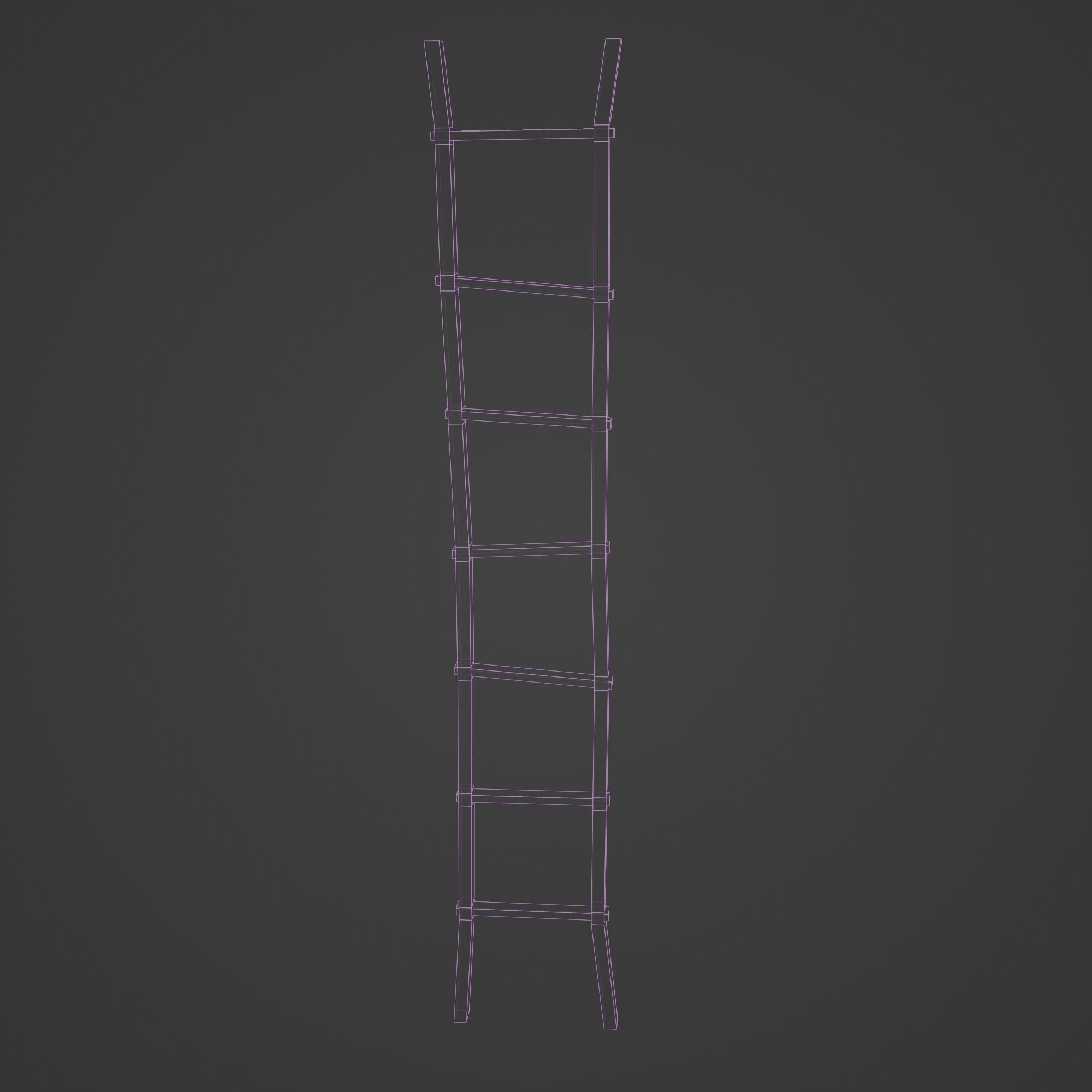 Wooden Ladder Vertical Stair Low-poly 3D model_12