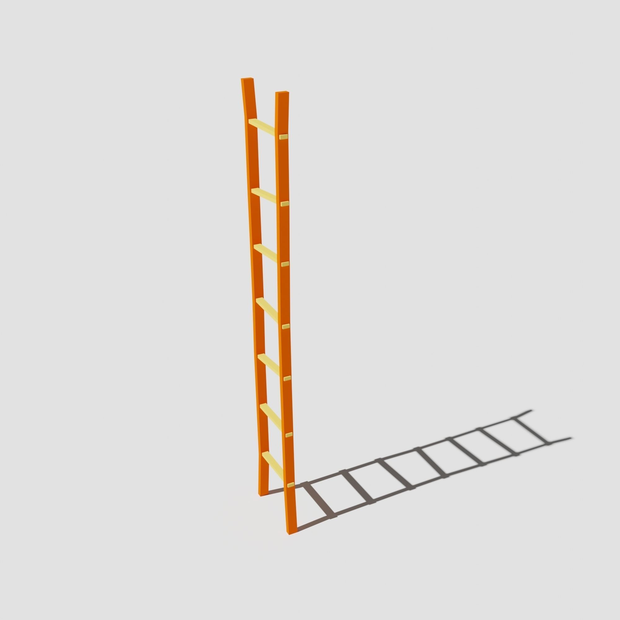 Wooden Ladder Vertical Stair Low-poly 3D model_8