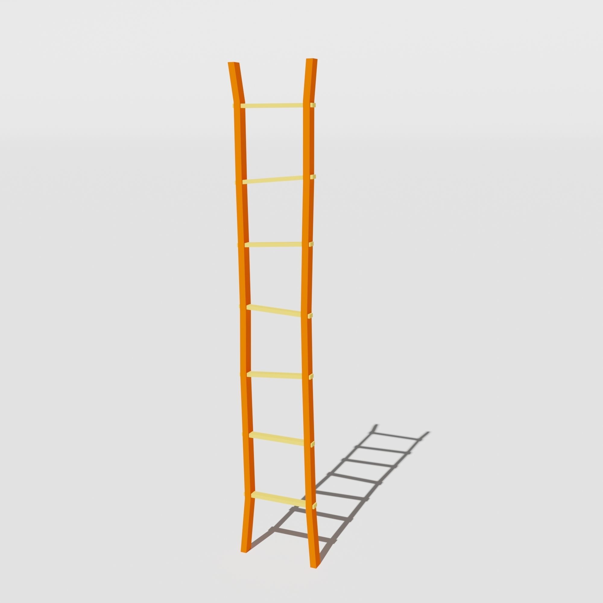 Wooden Ladder Vertical Stair Low-poly 3D model_7