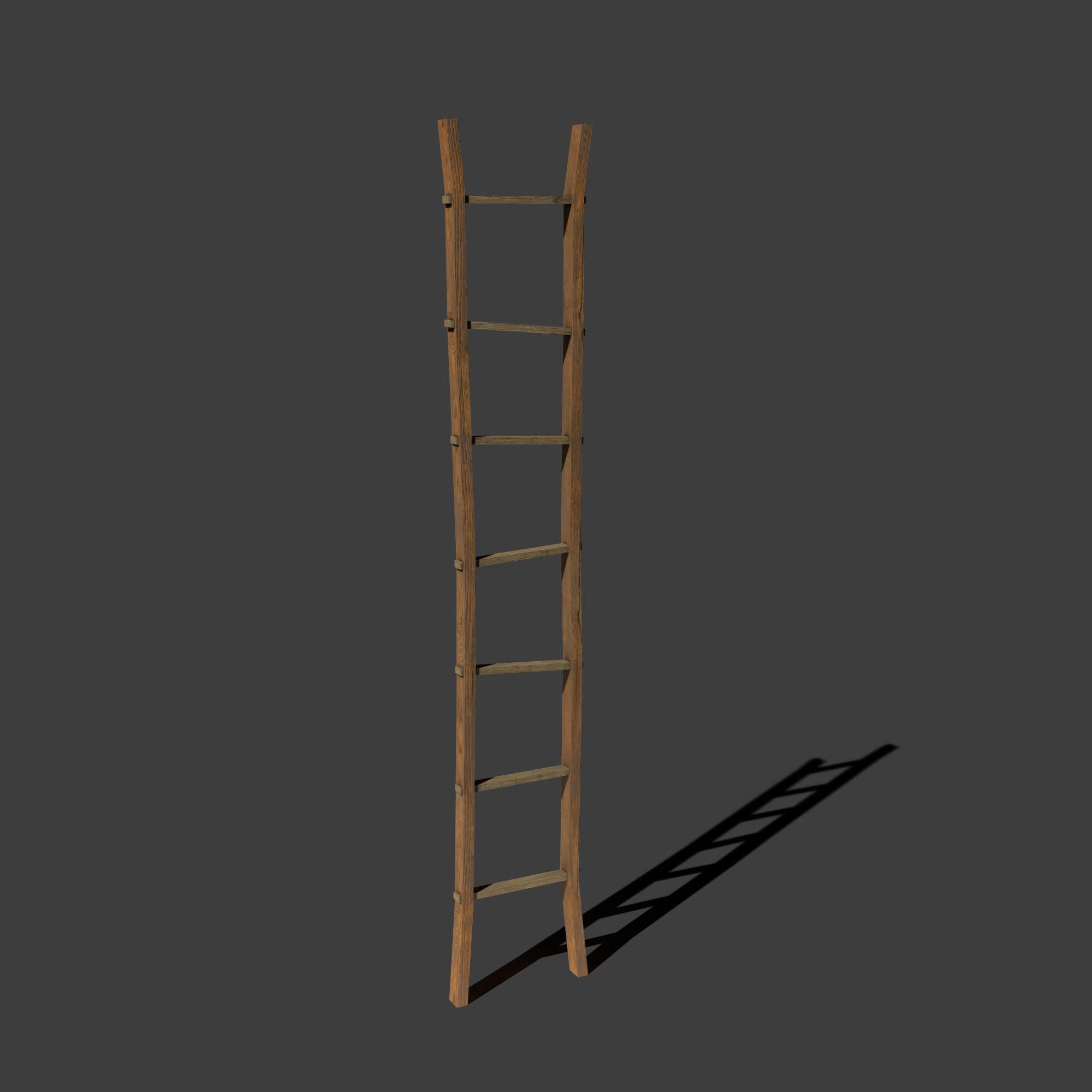 Wooden Ladder Vertical Stair Low-poly 3D model_4