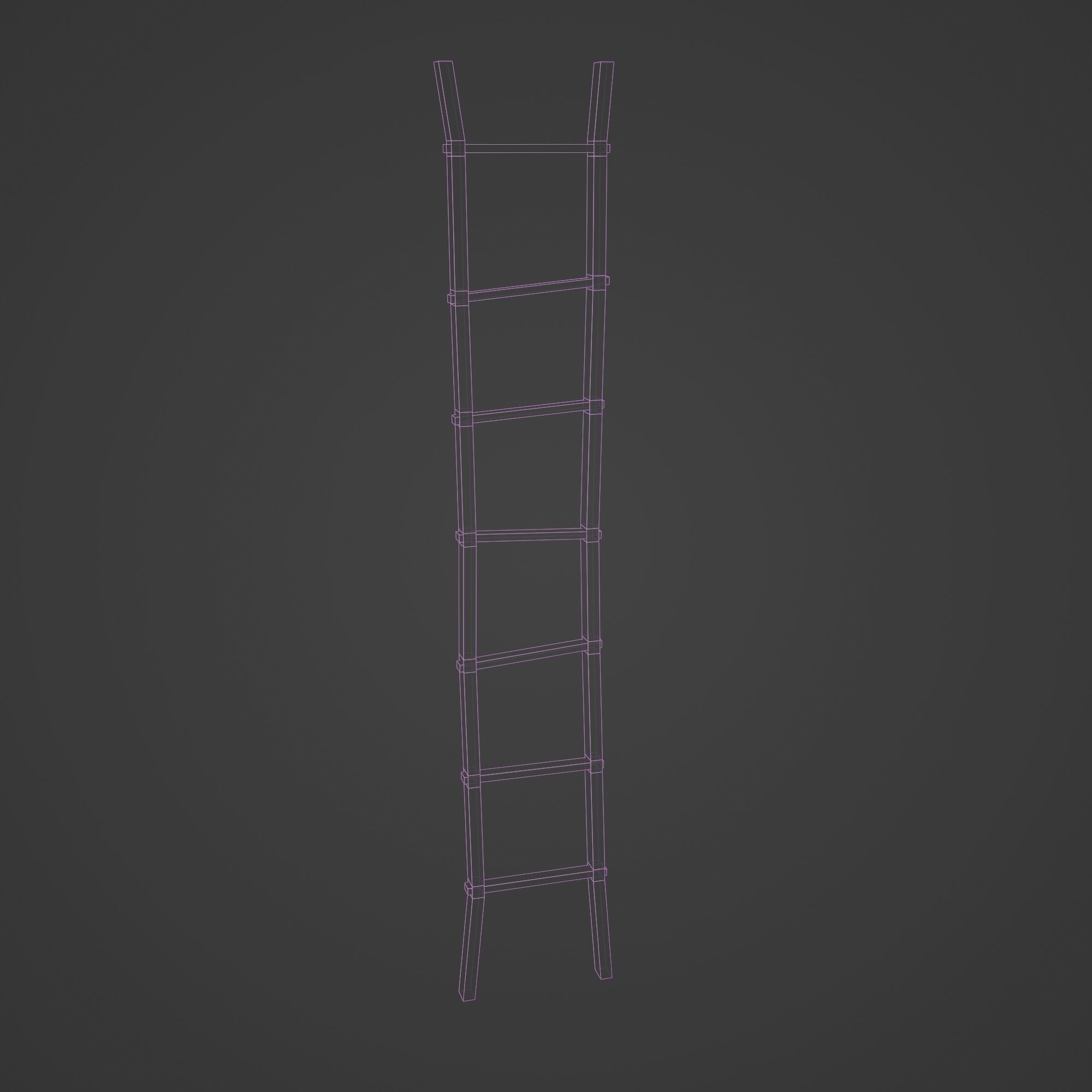 Wooden Ladder Vertical Stair Low-poly 3D model_15