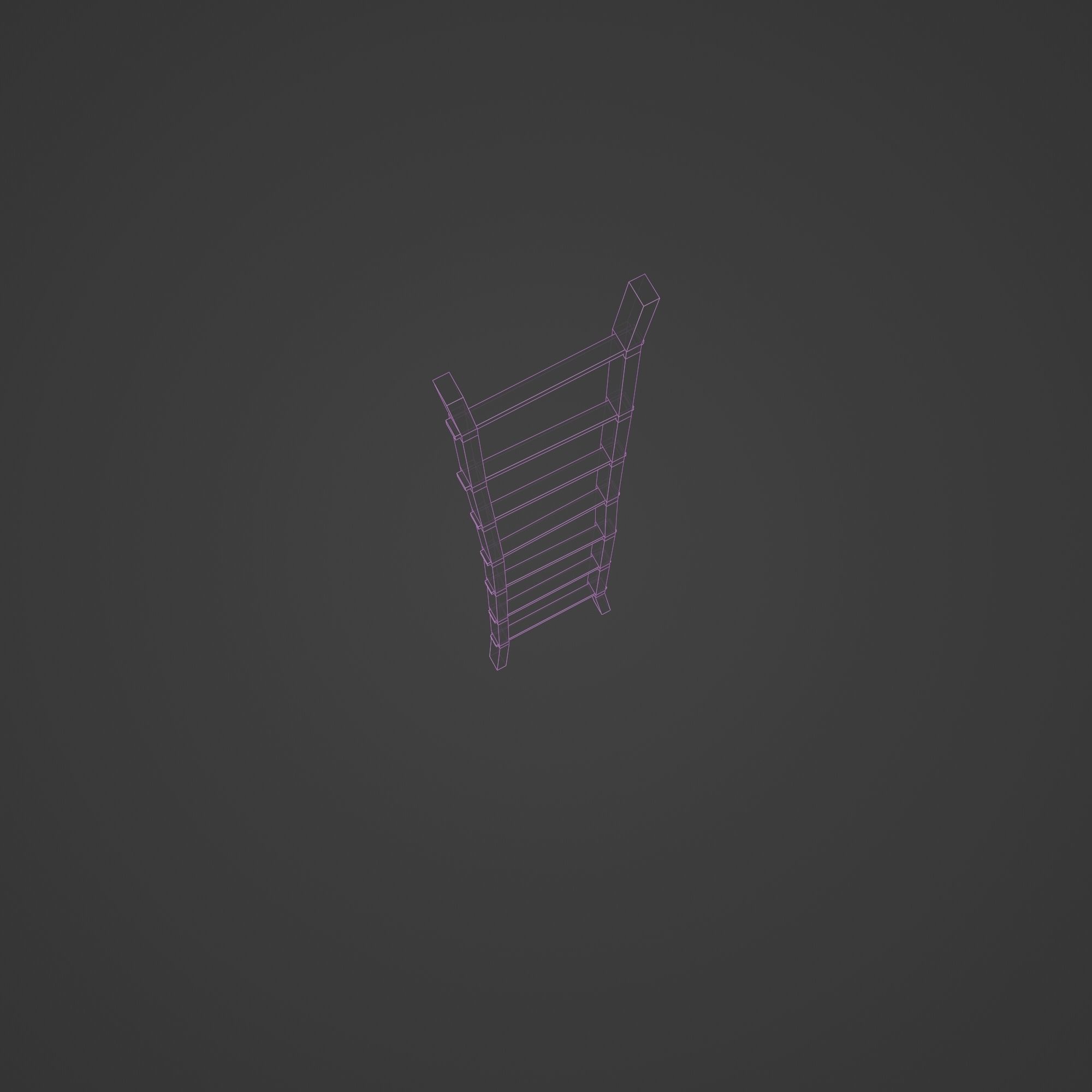 Wooden Ladder Vertical Stair Low-poly 3D model_18