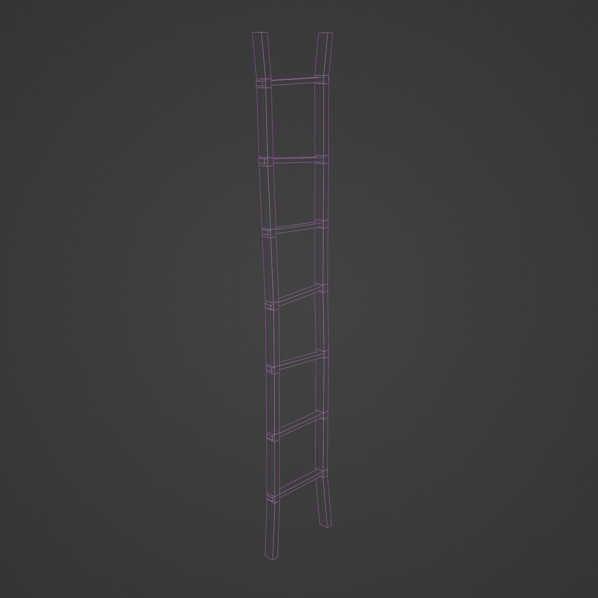 Wooden Ladder Vertical Stair Low-poly 3D model_17