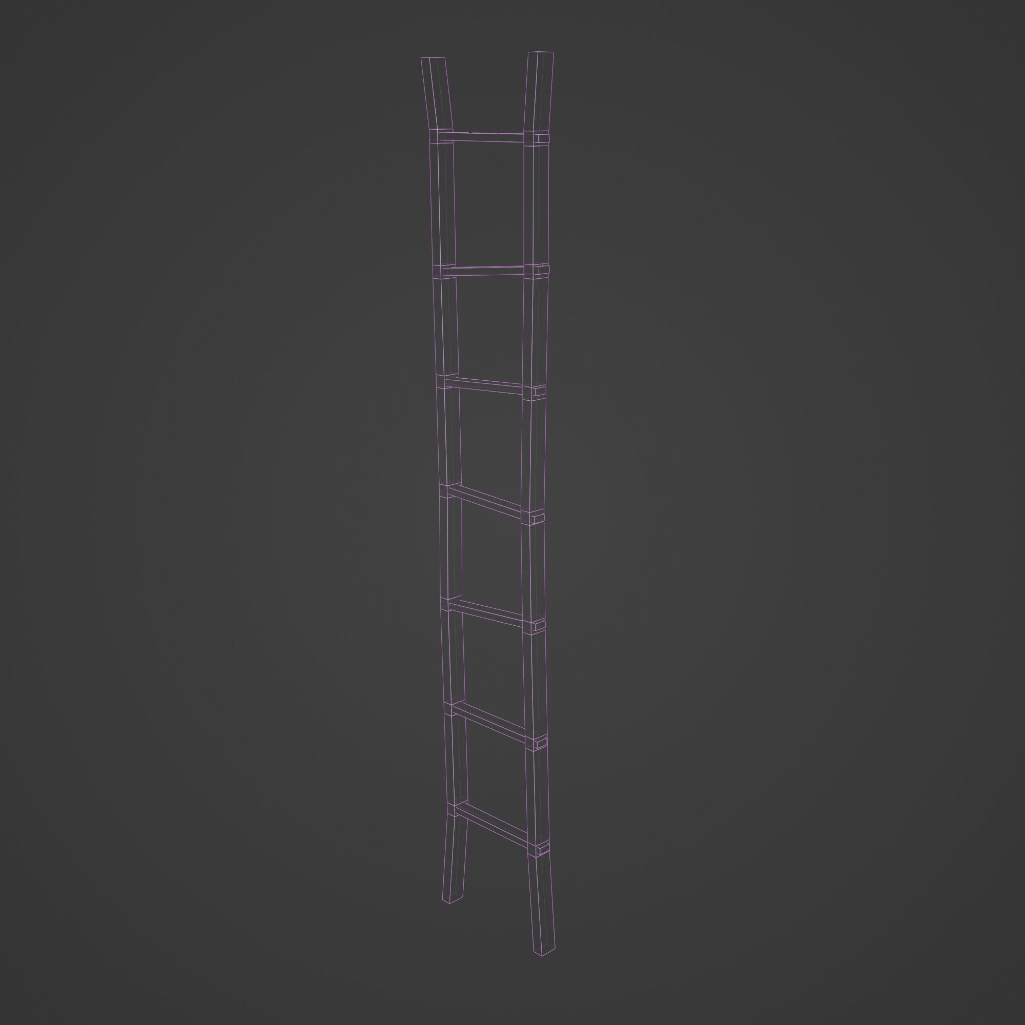 Wooden Ladder Vertical Stair Low-poly 3D model_16