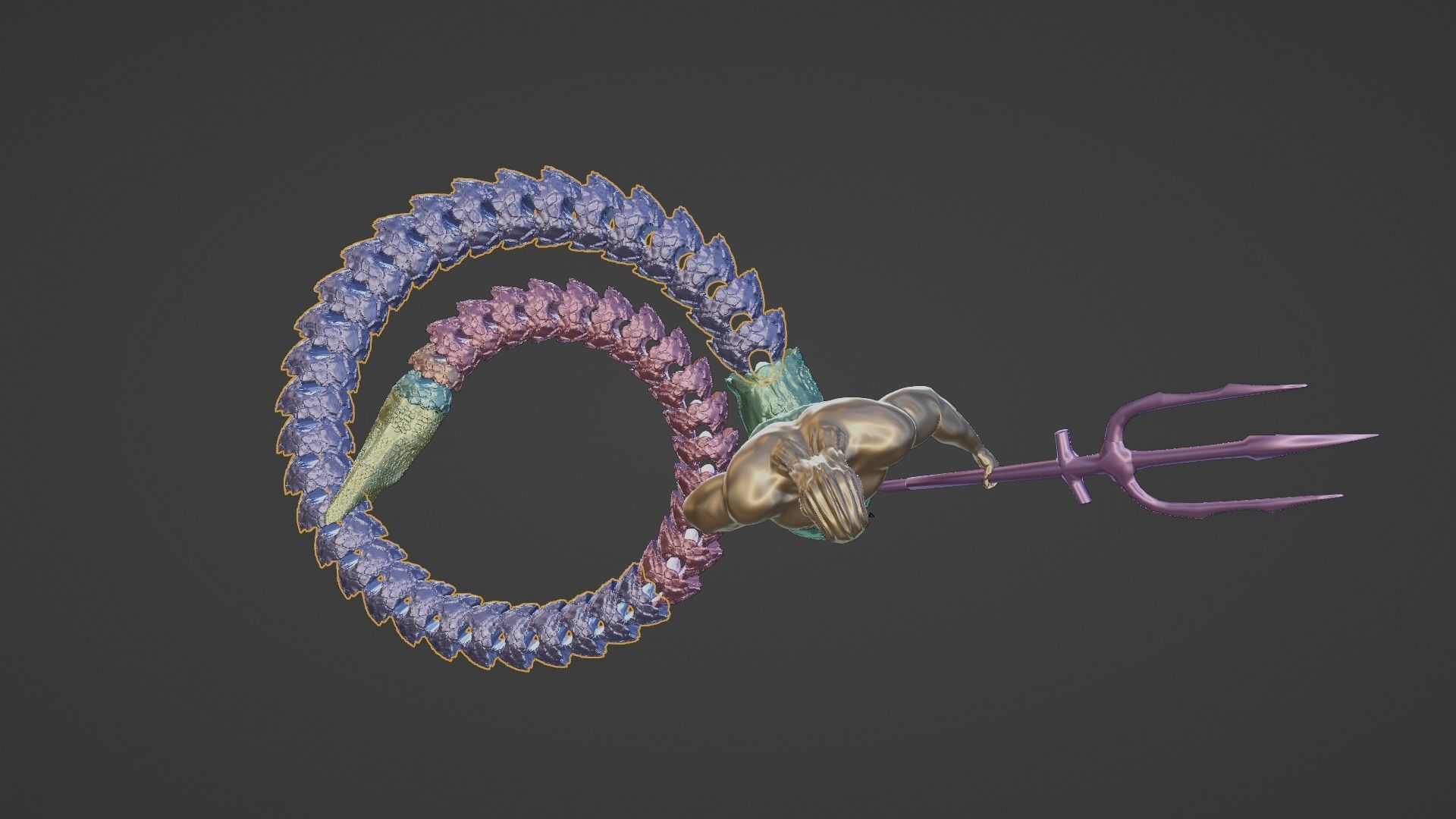 ARTICULATED TRITON 3D print model_3