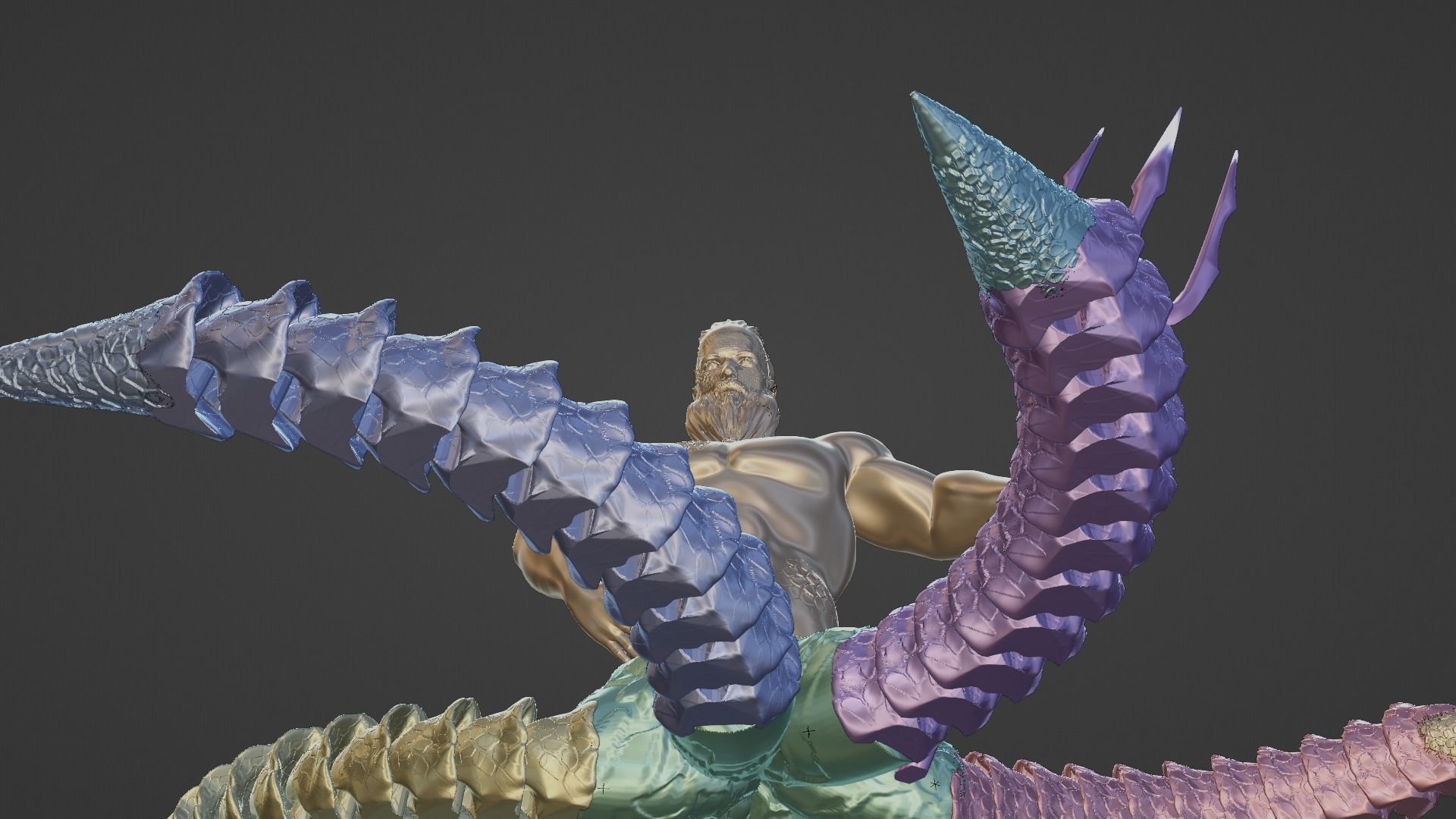 ARTICULATED TRITON 3D print model_11