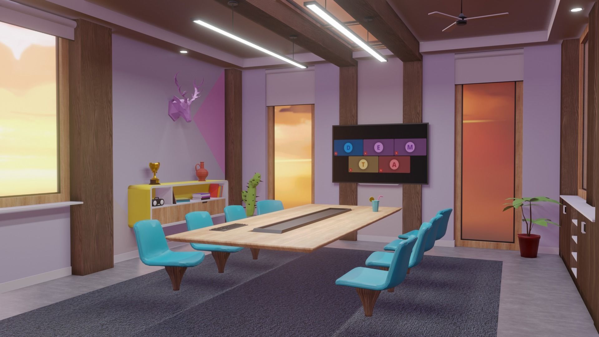 Metaverse Workroom Low-poly 3D model_2