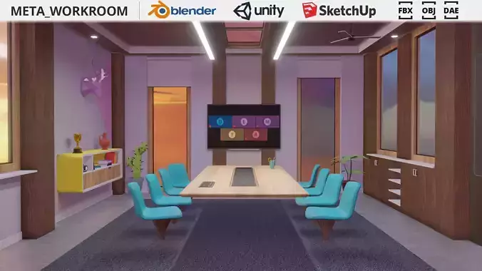 Metaverse Workroom Low-poly 3D model