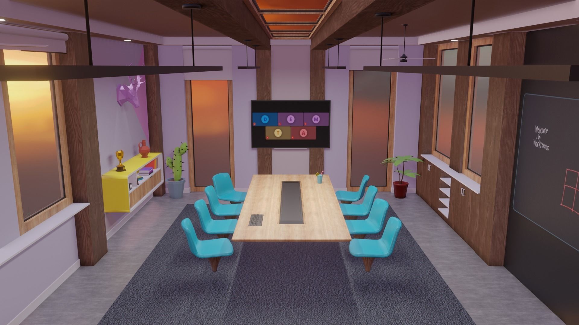 Metaverse Workroom Low-poly 3D model_8