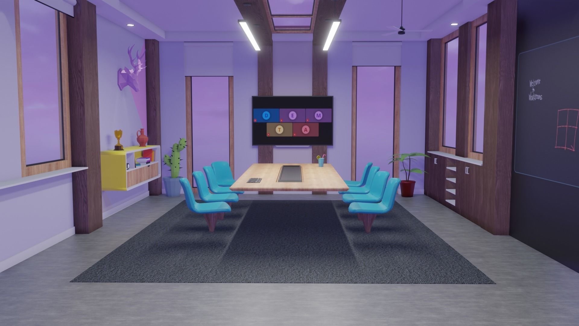 Metaverse Workroom Low-poly 3D model_11