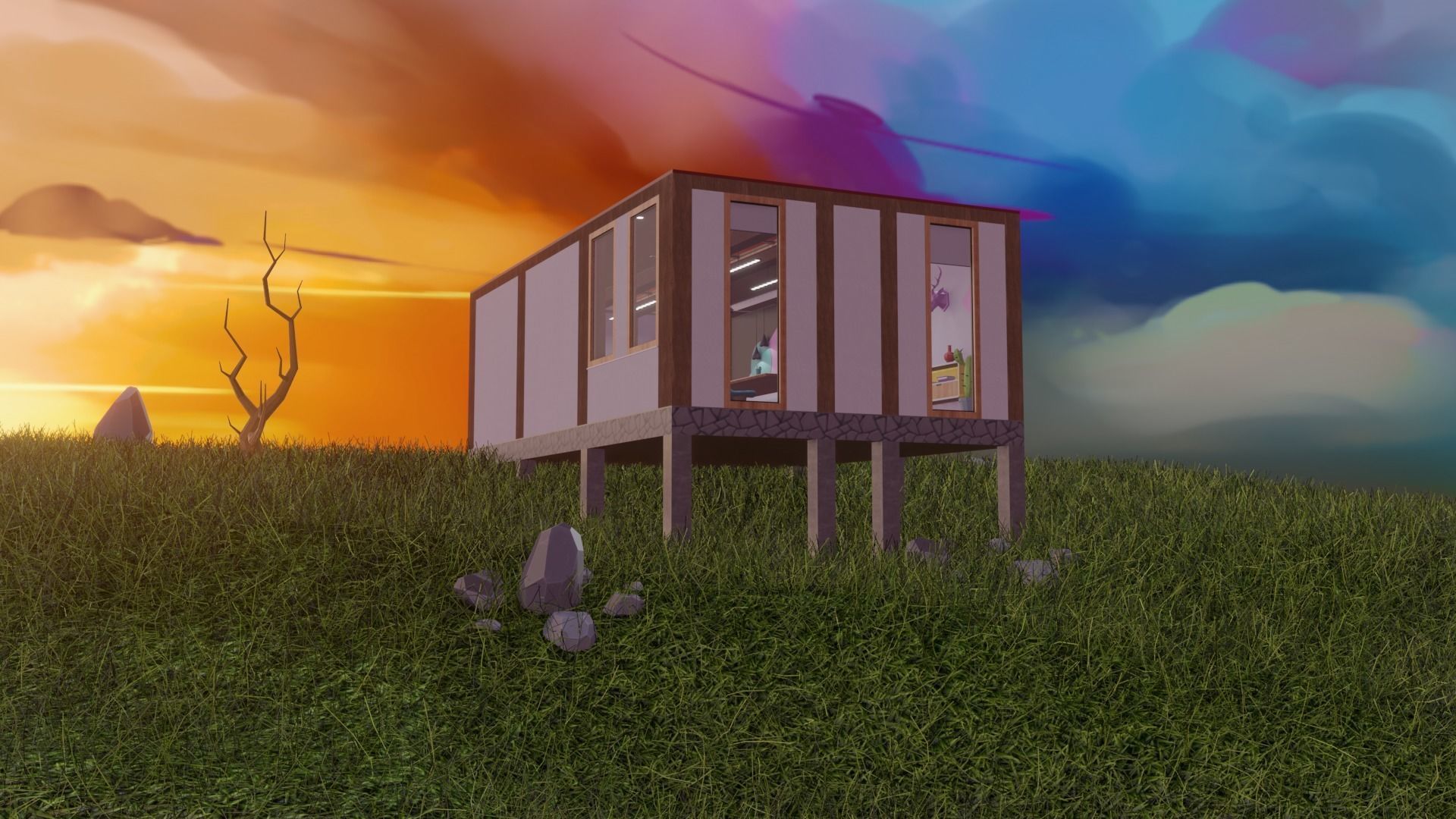 Metaverse Workroom Low-poly 3D model_10