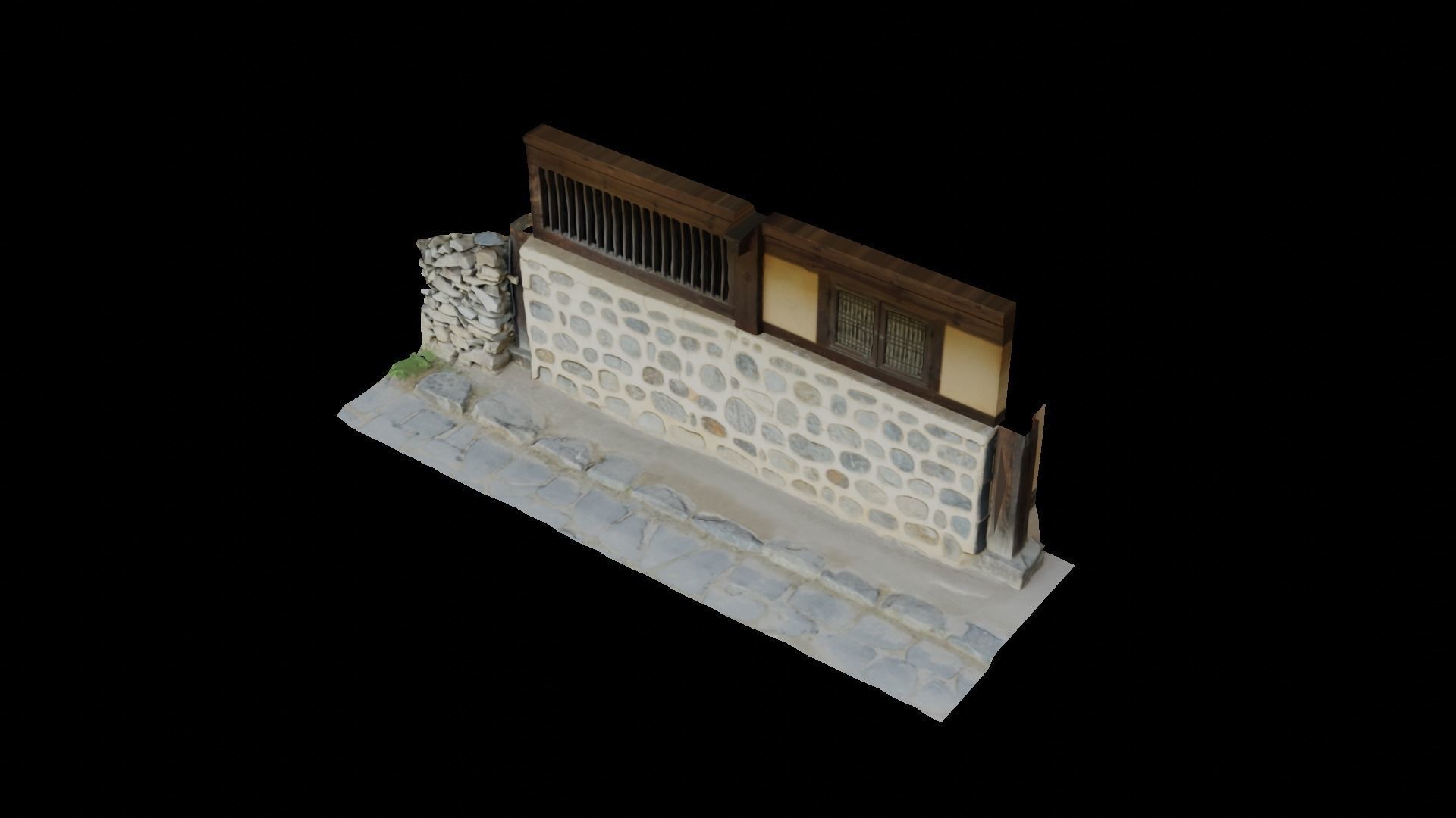Korean traditional tile-roofed house 3D model_2