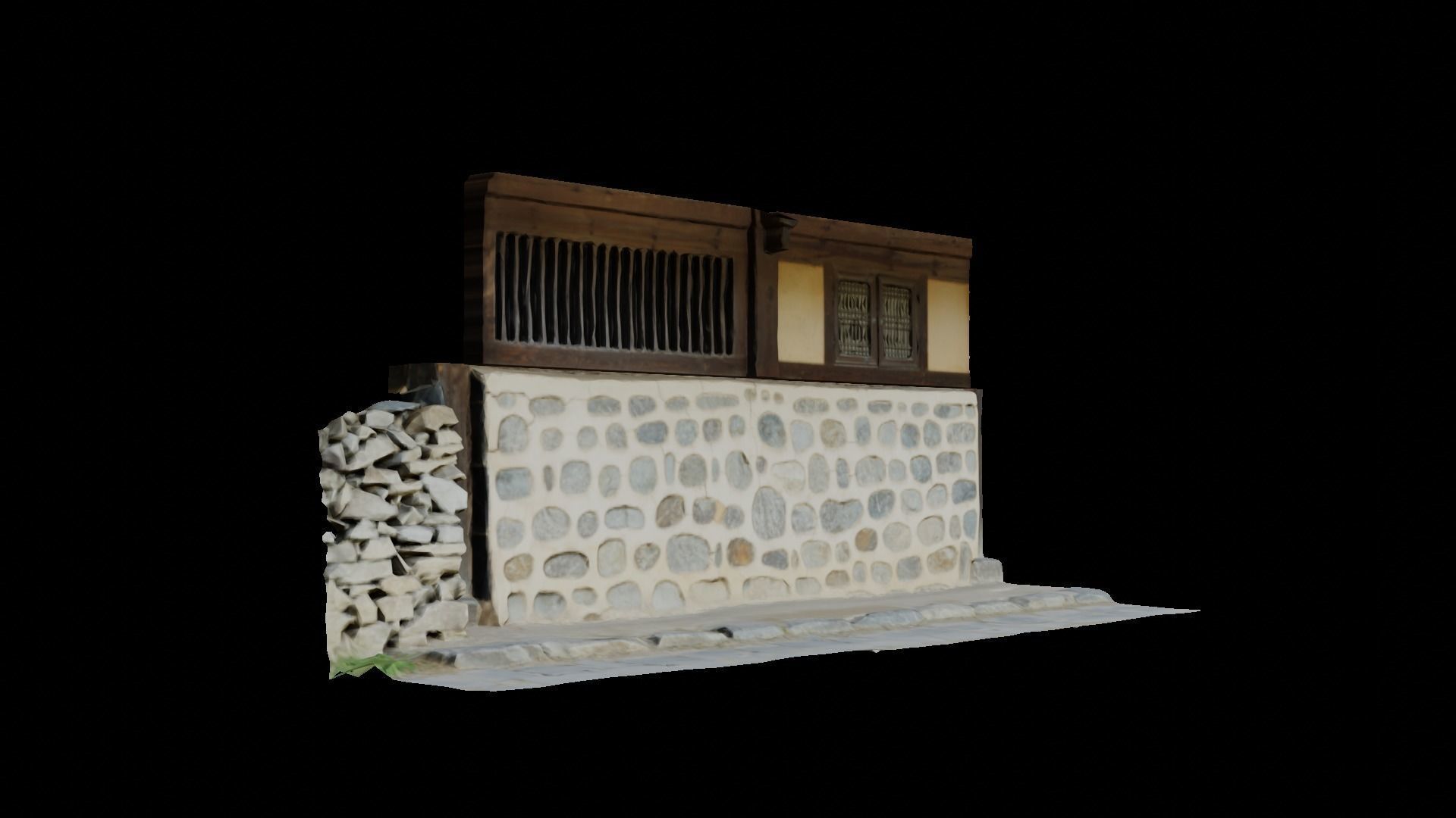 Korean traditional tile-roofed house 3D model_4