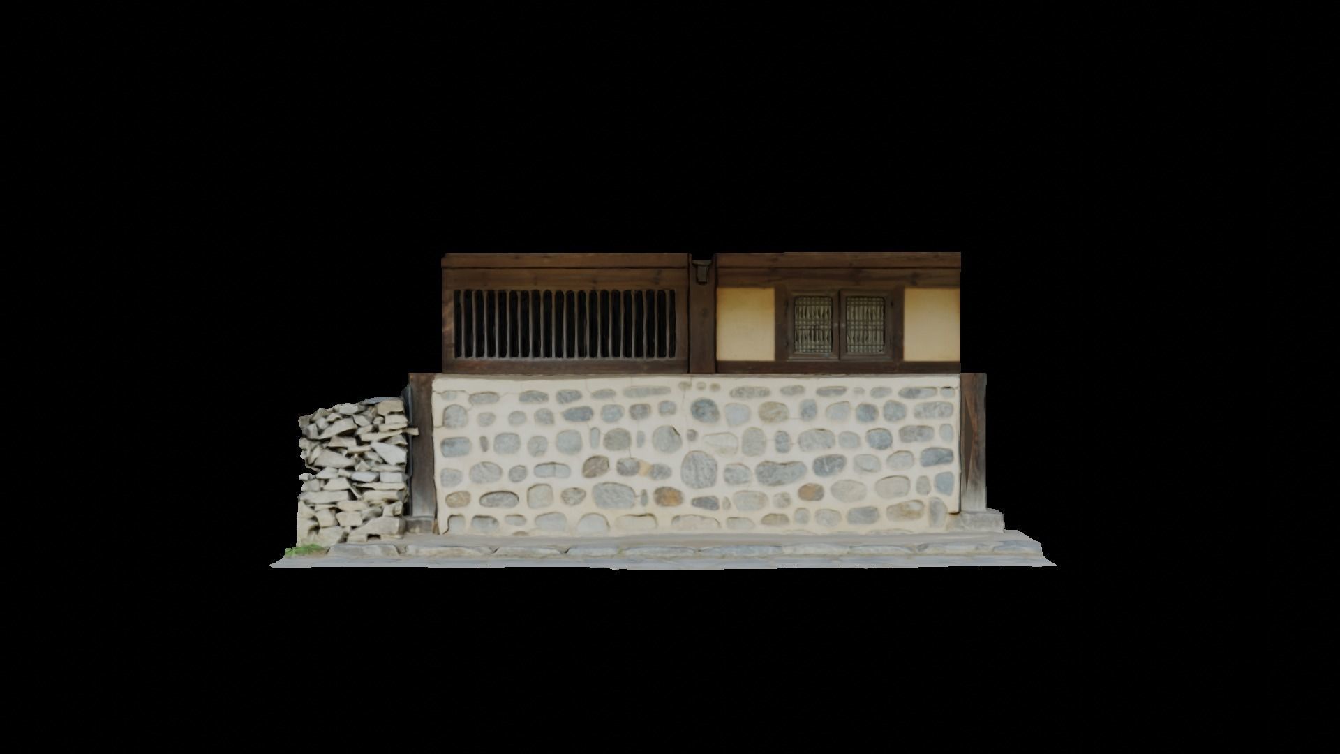 Korean traditional tile-roofed house 3D model_1