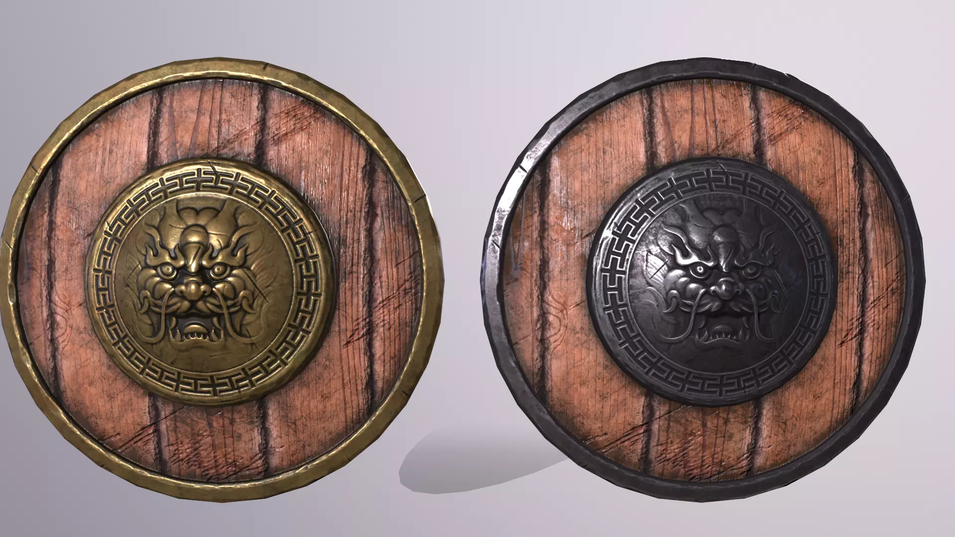 shield 1 wooden and metal Low-poly 3D model