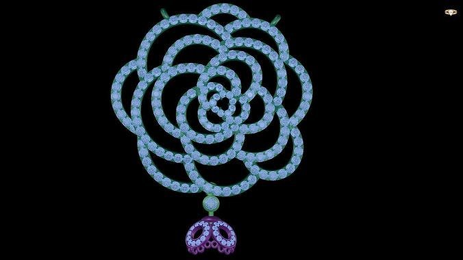 necklaces diamond necklace in shape of flower 3D print model