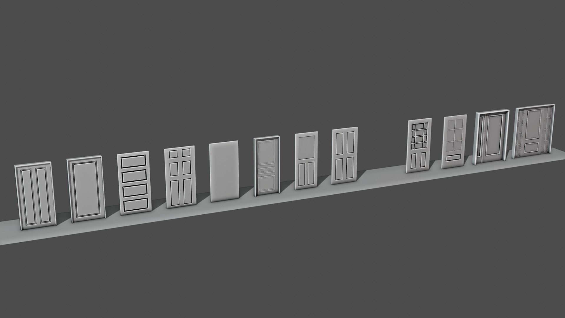 22 Doors and Windows Package Low-poly 3D model_4