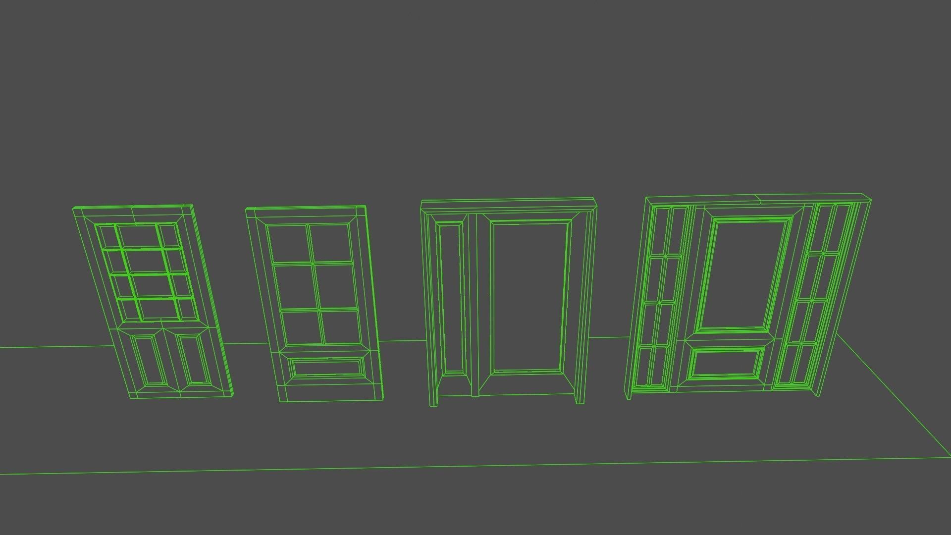 22 Doors and Windows Package Low-poly 3D model_8