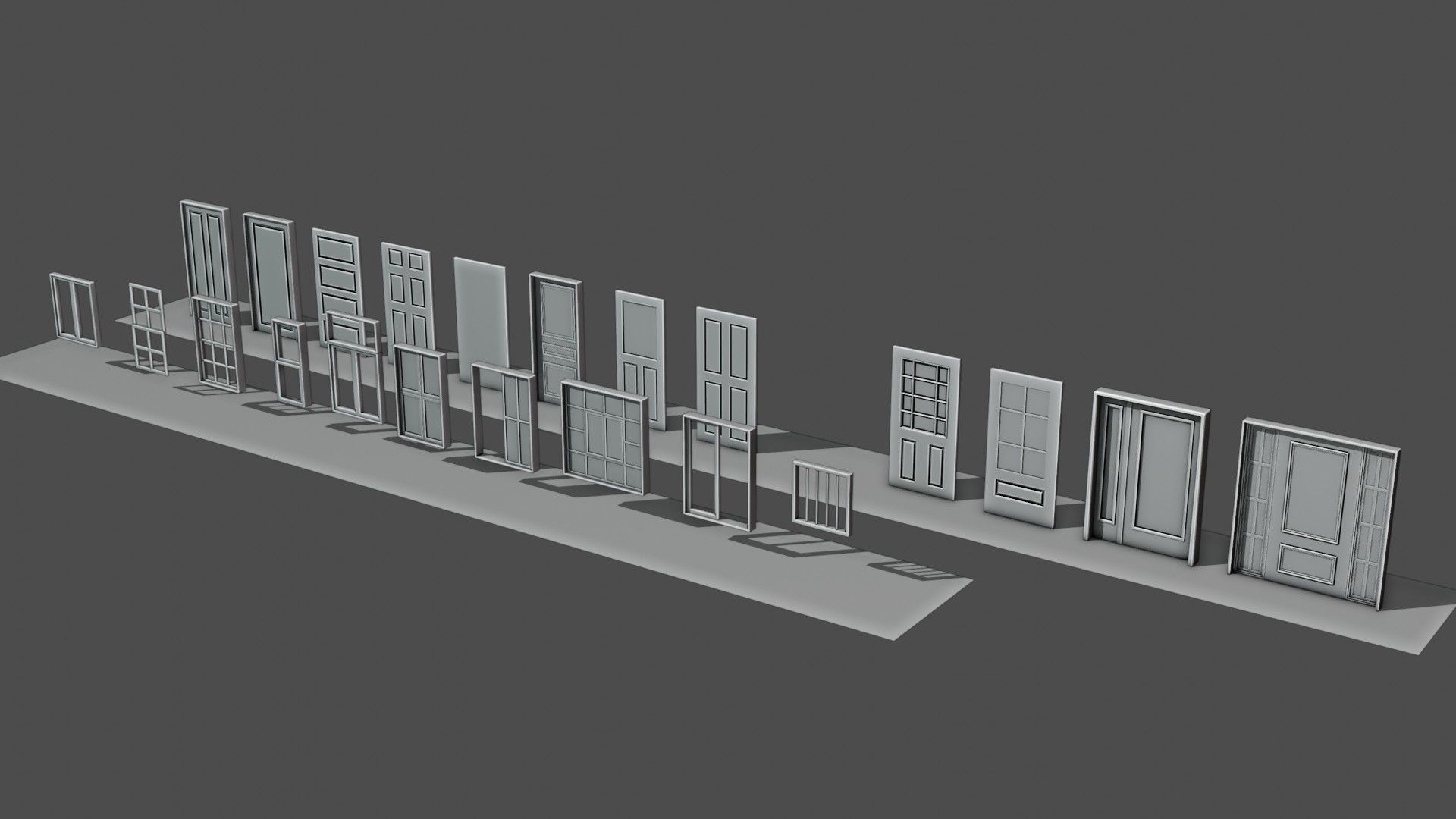 22 Doors and Windows Package Low-poly 3D model_1