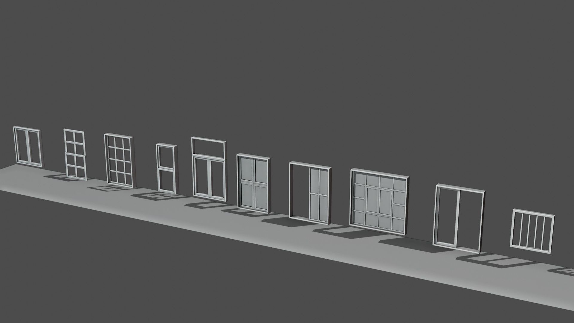 22 Doors and Windows Package Low-poly 3D model_3