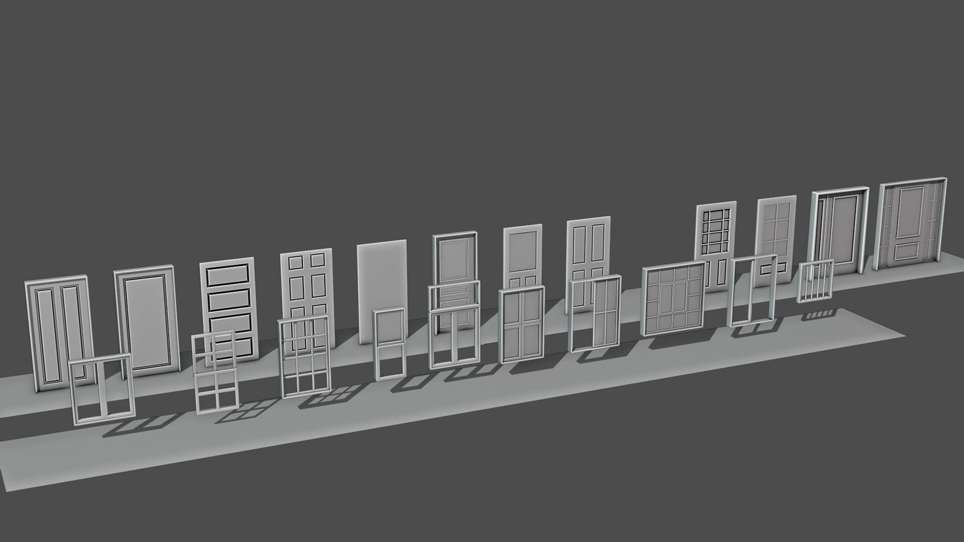 22 Doors and Windows Package Low-poly 3D model_6