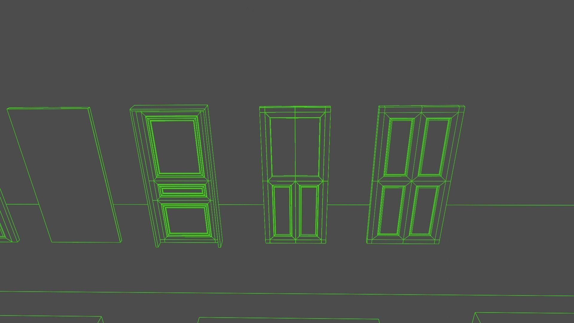 22 Doors and Windows Package Low-poly 3D model_10