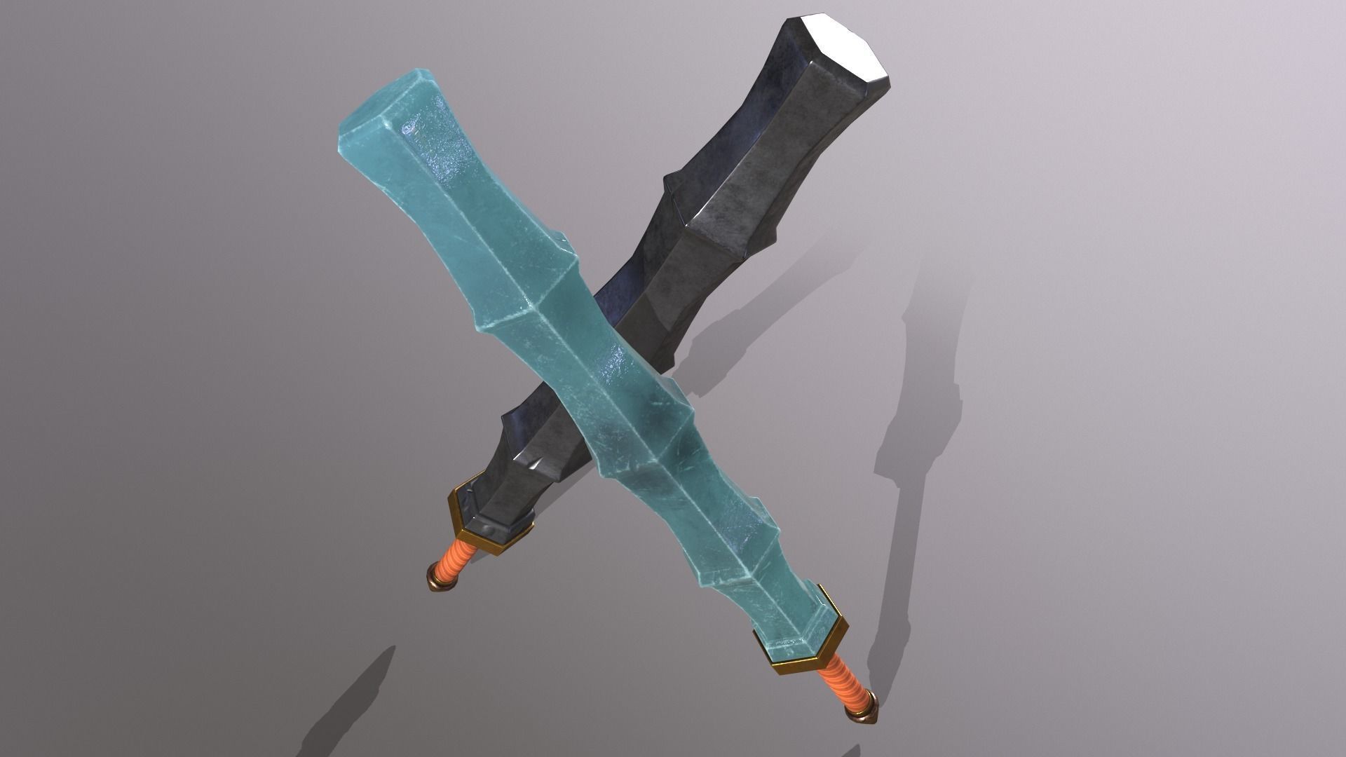 stick 1 pair of swords Low-poly 3D model_5