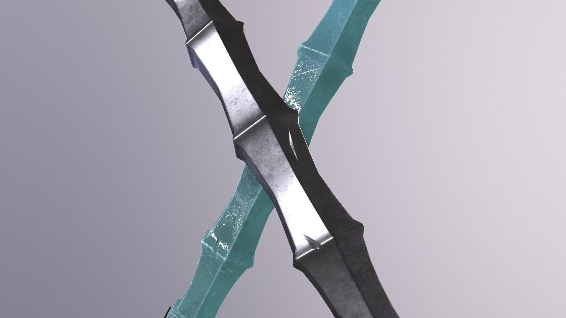 stick 1 pair of swords Low-poly 3D model_3